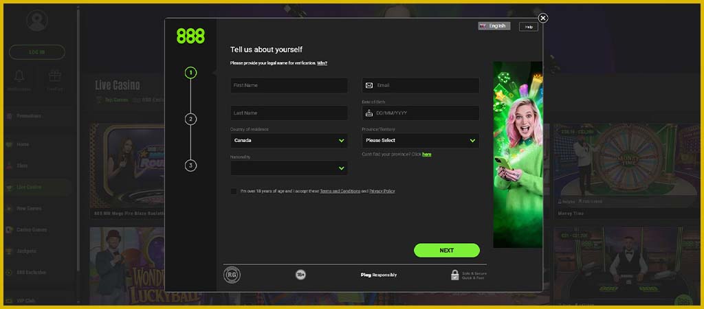 888 Casino Registration
