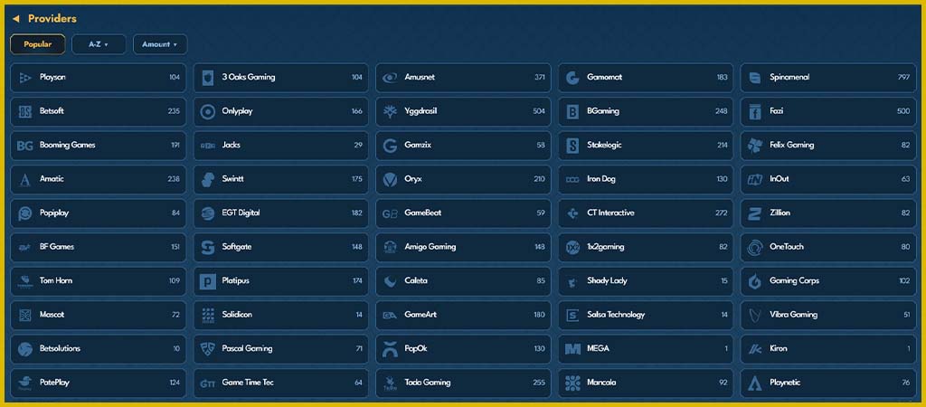 Top Game Providers at Casea Casino