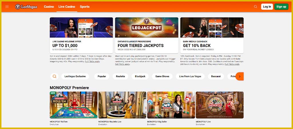 LeoVegas Game Providers, Live Casino Games