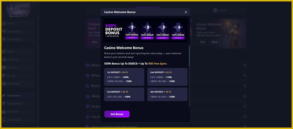 ZizoBet welcome bonus for Canadian players, ZizoBet Casino welcome offer