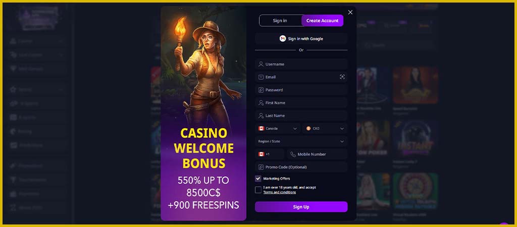 ZizoBet account sign up Canada, ZizoBet Casino login for Canadian players