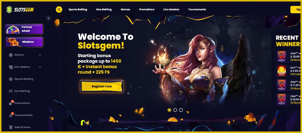 SlotsGem Casino homepage Canada, SlotsGem online casino for Canadian players