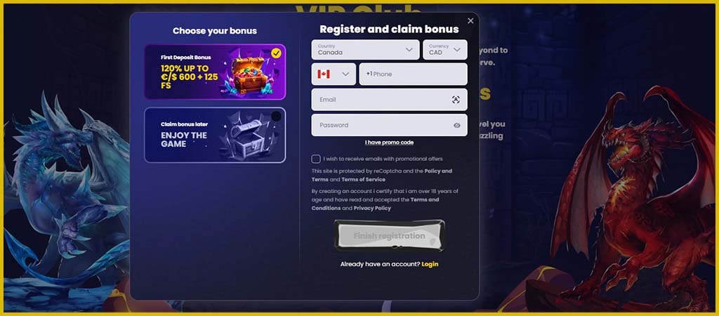 SlotsGem registration and login, SlotsGem Casino sign up Canada