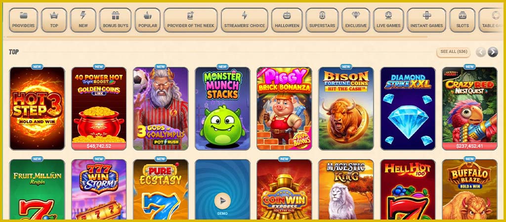 Vegasino slots and jackpot games, Vegasino online slots for Canadian players